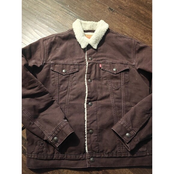 Levi's Other - Levi's Men’s Canvas Sherpa Lined Trucker Jacket Burgandy Size M